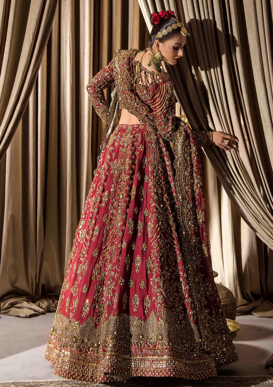 Classic Pakistani Bridal Outfit in Wedding Lehenga Choli Style