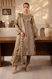 Classic Pakistani Salwar Kameez Mesoury Copper Embroidered Suit Dupatta