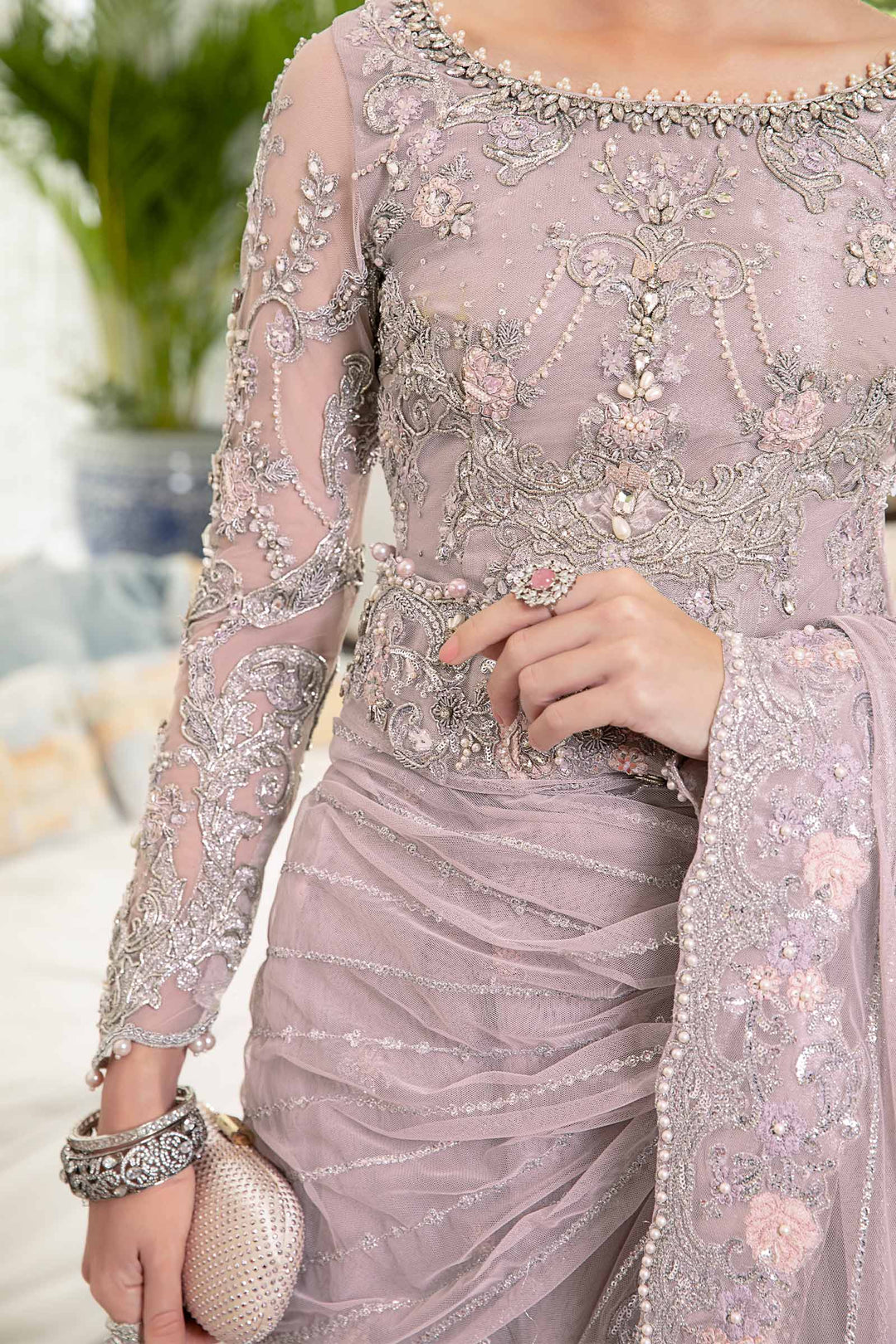 Classic Pakistani Wedding Dress in Luxurious Net Saree style