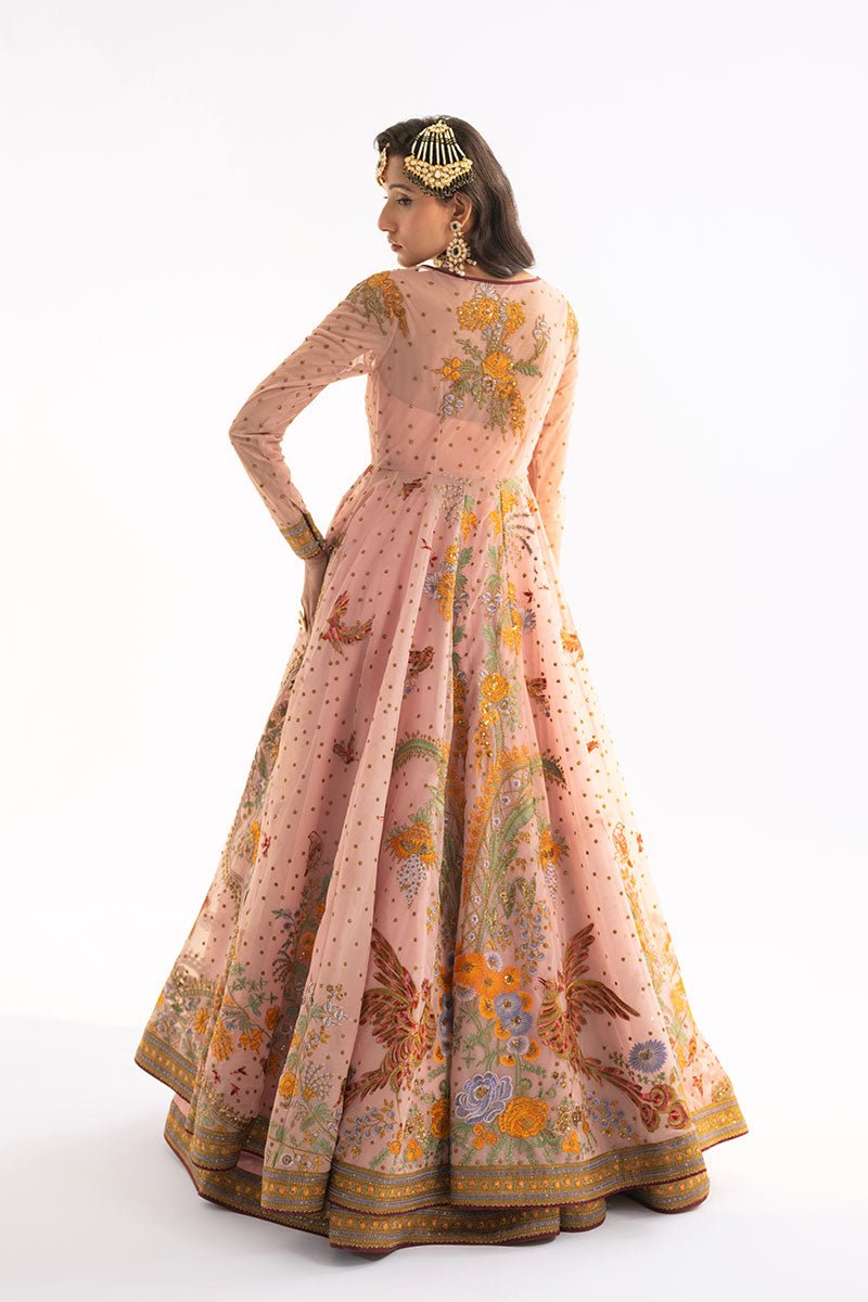 Classic Pakistani Wedding Dress in Pink Anarkali Lehenga Style