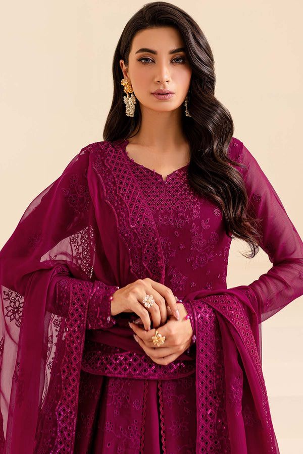Classic Pakistani Wedding Wear Pishwas Frock Magenta Color