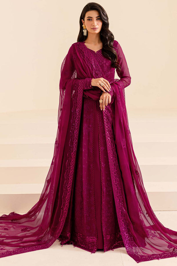 Classic Pakistani Wedding Wear Pishwas Frock in Magenta Color