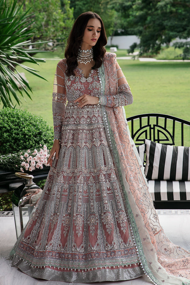 Classic Pink Embroidered Pakistani Wedding Dress Pishwas Frock