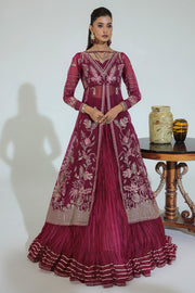 Classic Plum Embellished Pakistani Wedding Dress in Gown Style Pishwas 2023