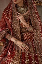Classic Red Gold Heavily Embellished Pakistani Bridal Lehenga Choli
