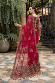 Classic Red Pakistani Wedding Dress in Net Bridal Saree Style