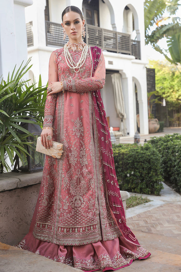 Classic Rose Pink Kameez Sharara Embroidered Pakistani Wedding Dress