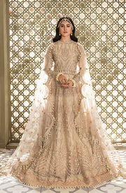 Classic Silver Heavily Embellished Pakistani Wedding Dress in Pishwas Style