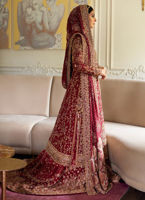 Classic Scarlet Pakistani Bridal Dress in Farshi Lehenga Style