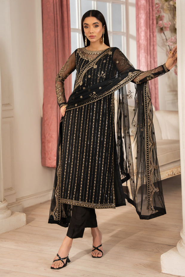 Elegant Sequined Net Shirt with Raw Silk Trouser