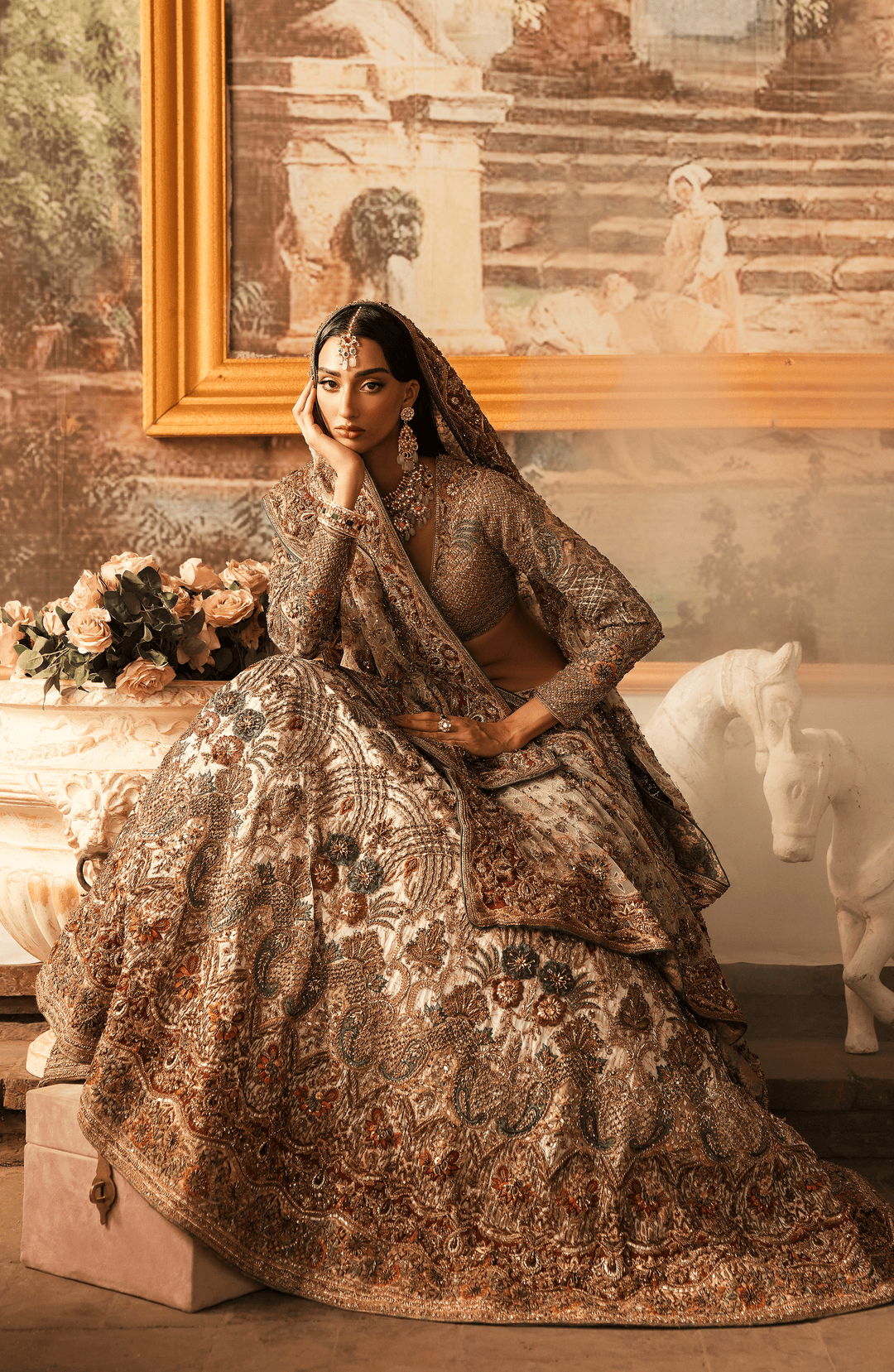 Ethereal White Pakistani Bridal Lehenga for Graceful Brides