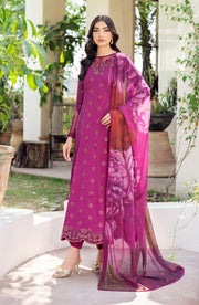 Elegant Textured Lawn Frock with Embroidered Details