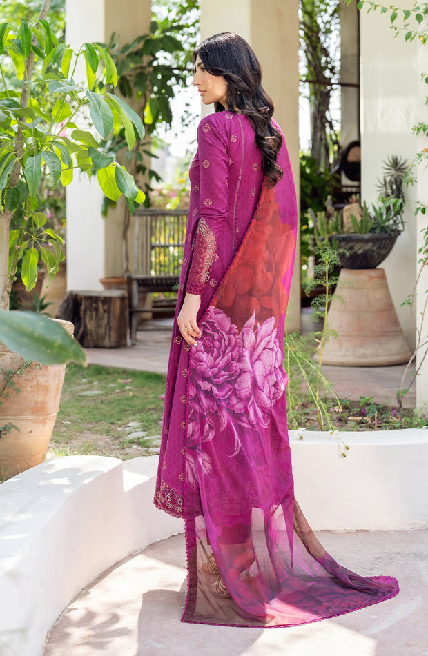 Elegant Textured Lawn Frock with Embroidered Details