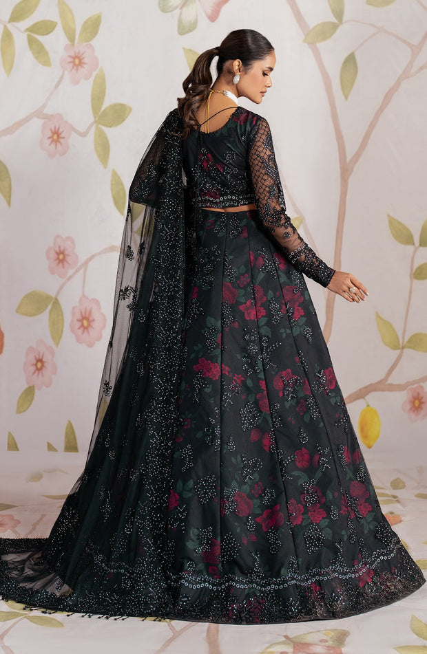 Elegant Black Sequins Embroidered Net & Silk Dress