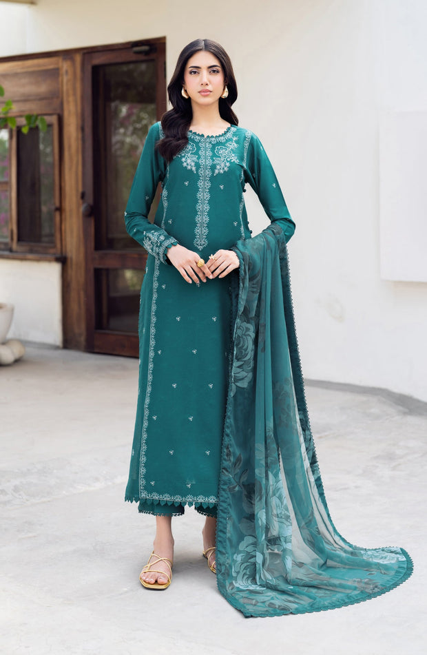 Embroidered Textured Lawn Shirt with Chiffon Dupatta