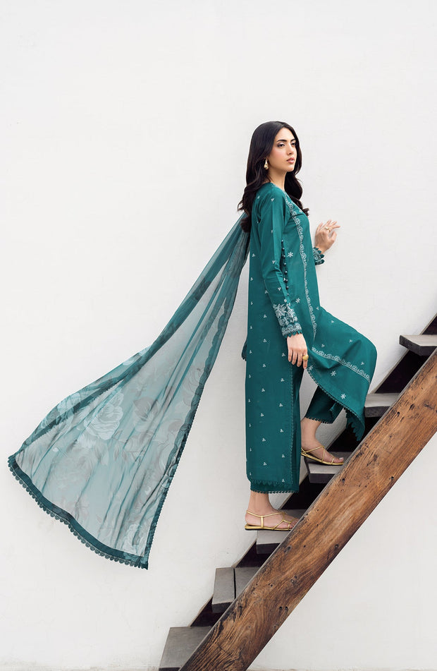 Embroidered Textured Lawn Shirt with Chiffon Dupatta