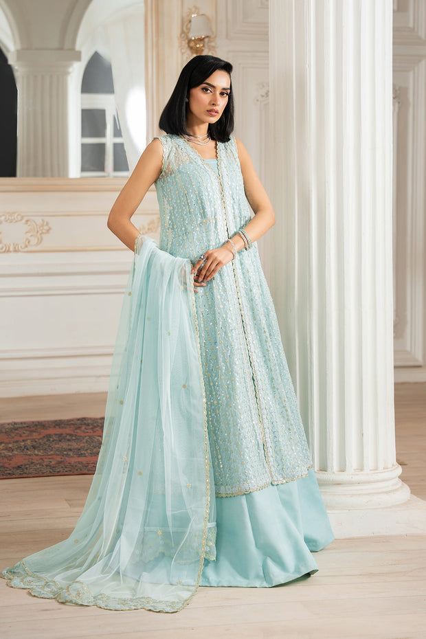 Elegant Kerem Embroidered Net Shirt with Raw Silk Trouser
