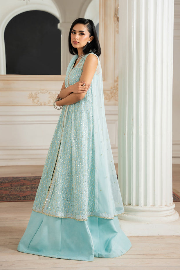 Elegant Kerem Embroidered Net Shirt with Raw Silk Trouser