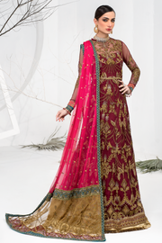 Burnt Rose Sequins Embroidered Net Ensemble