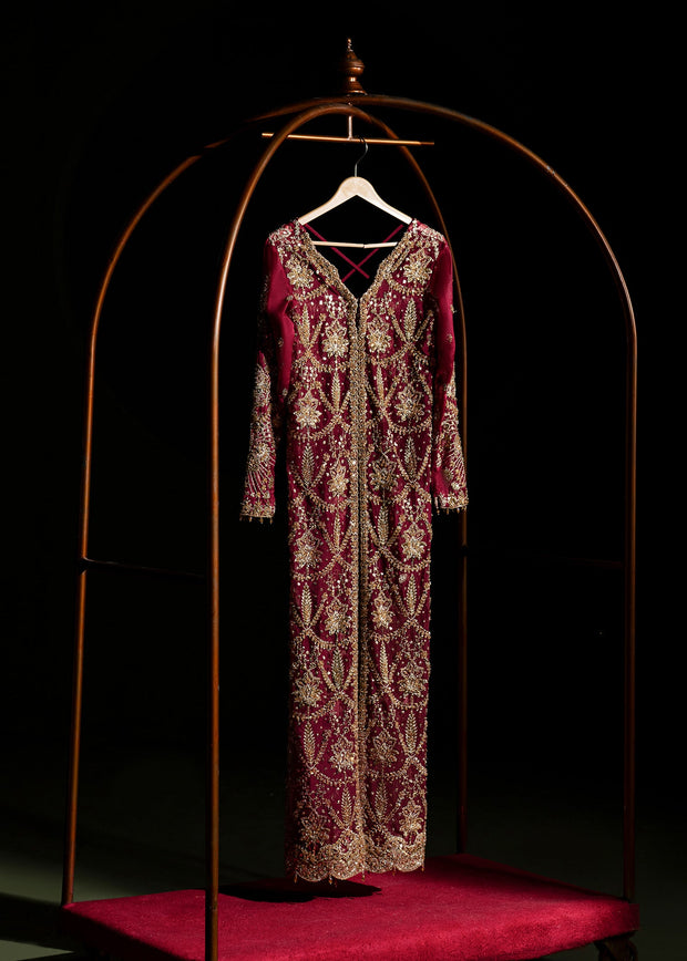Elegant Ruby Red Pakistani Wedding Dress for Festivities