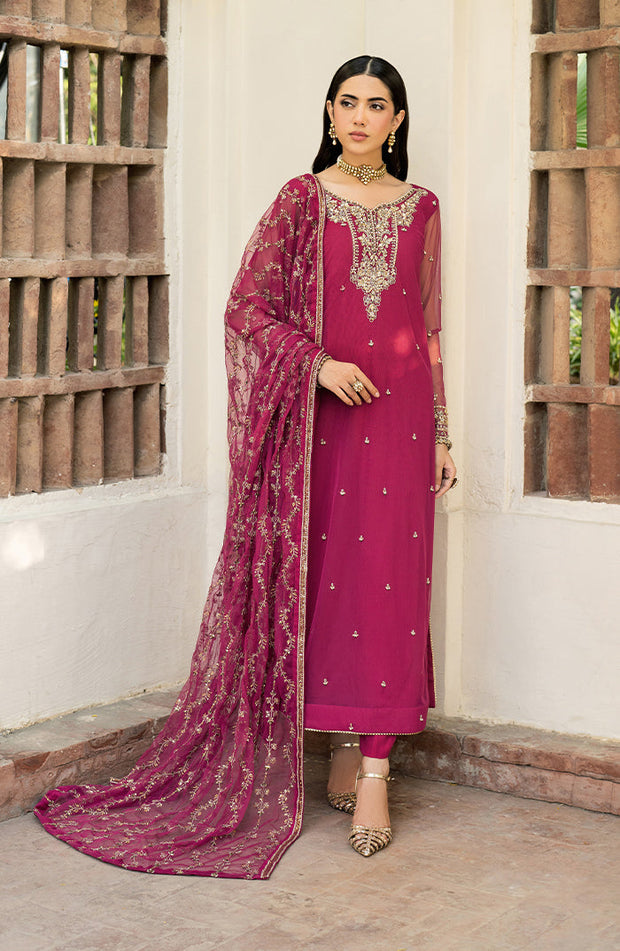 Elegant Hand Embellished Net Shirt with Raw Silk Trouser