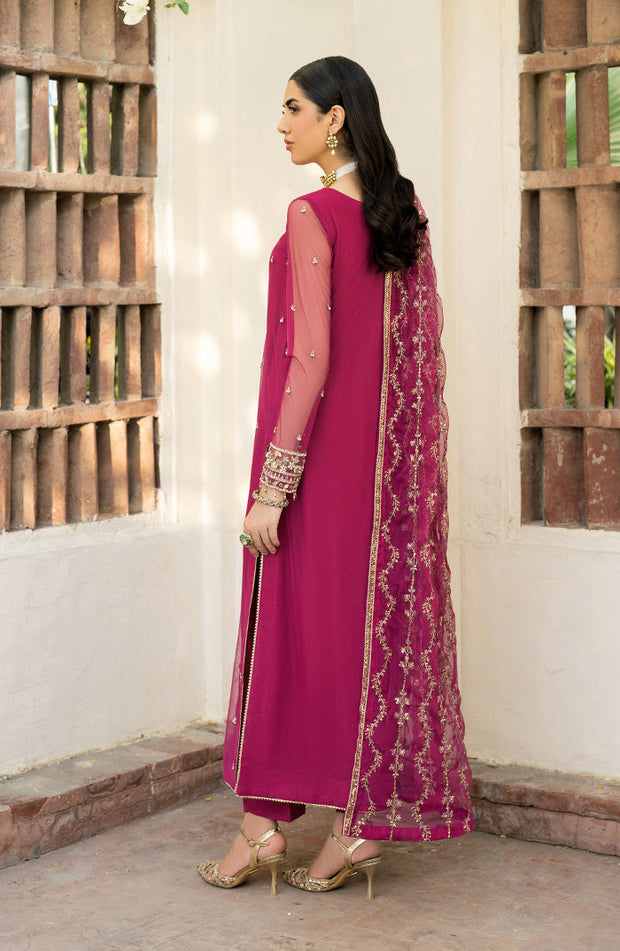 Elegant Hand Embellished Net Shirt with Raw Silk Trouser