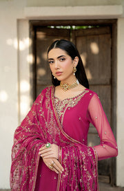 Elegant Hand Embellished Net Shirt with Raw Silk Trouser