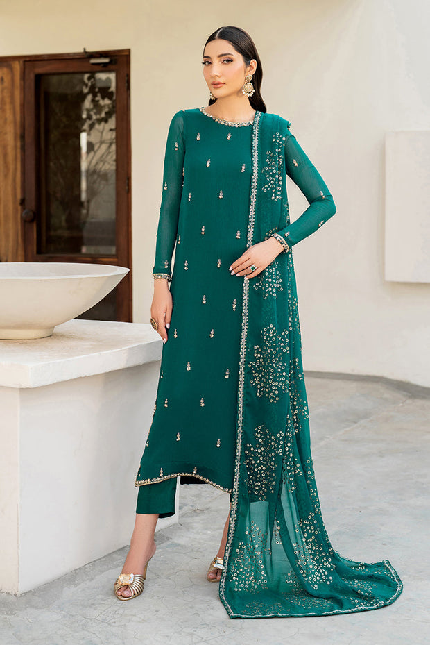 Elegant Hand Embellished Chiffon Dress Set