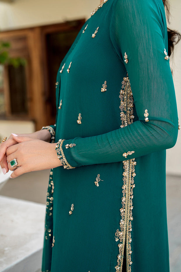 Elegant Hand Embellished Chiffon Dress Set