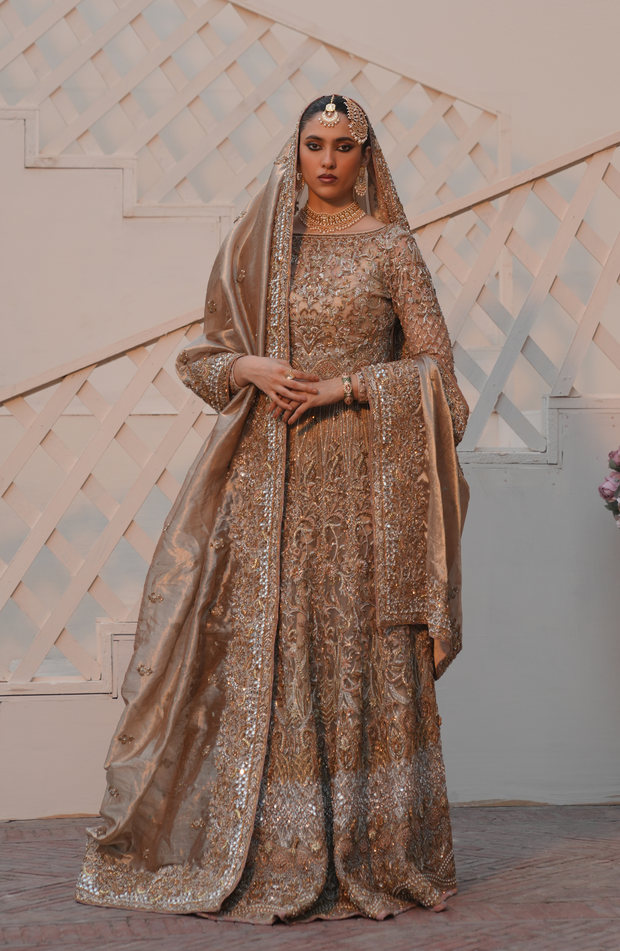 Elegant Silver Grey Pakistani Bridal Lehenga Choli