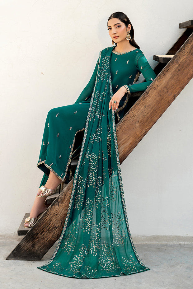 Elegant Hand Embellished Chiffon Dress Set