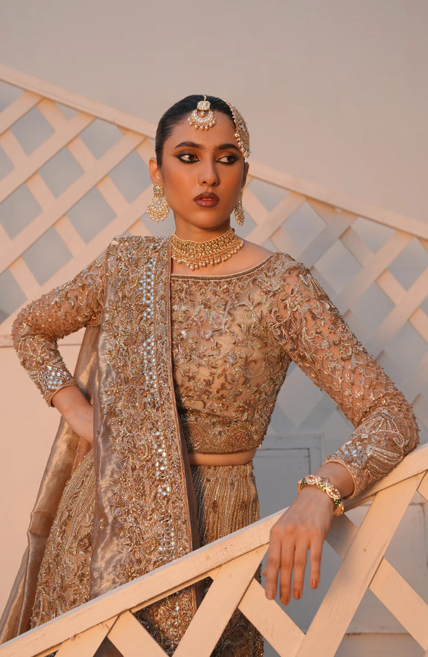 Elegant Silver Grey Pakistani Bridal Lehenga Choli