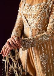Oriana Golden Beige Pakistani Wedding Dress for Elegance