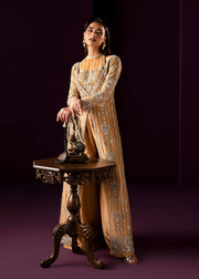 Oriana Golden Beige Pakistani Wedding Dress for Elegance