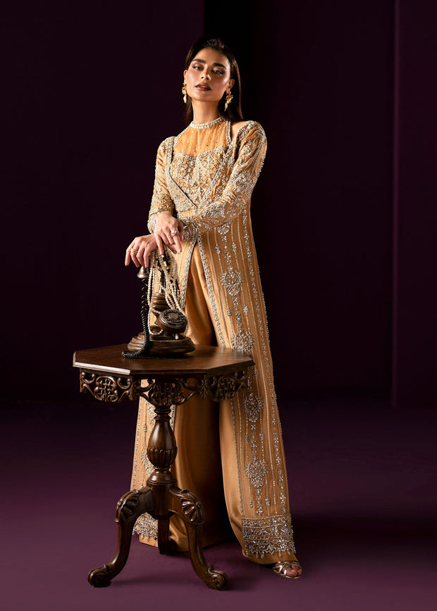Oriana Golden Beige Pakistani Wedding Dress for Elegance