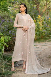 Elegant Hand Embellished Chiffon Dress Set in Rich Color