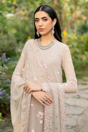 Elegant Hand Embellished Chiffon Dress Set in Rich Color