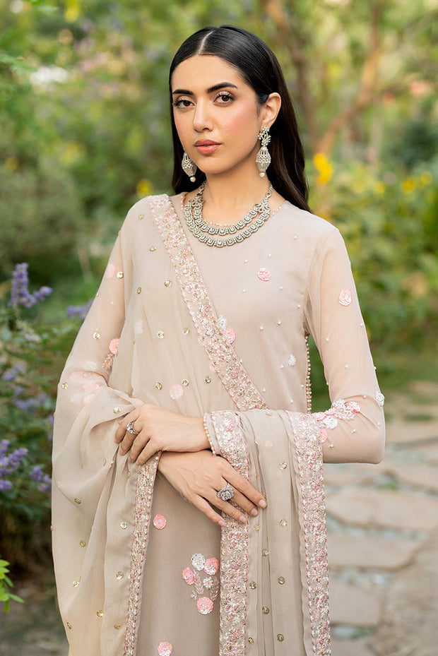 Elegant Hand Embellished Chiffon Dress Set in Rich Color