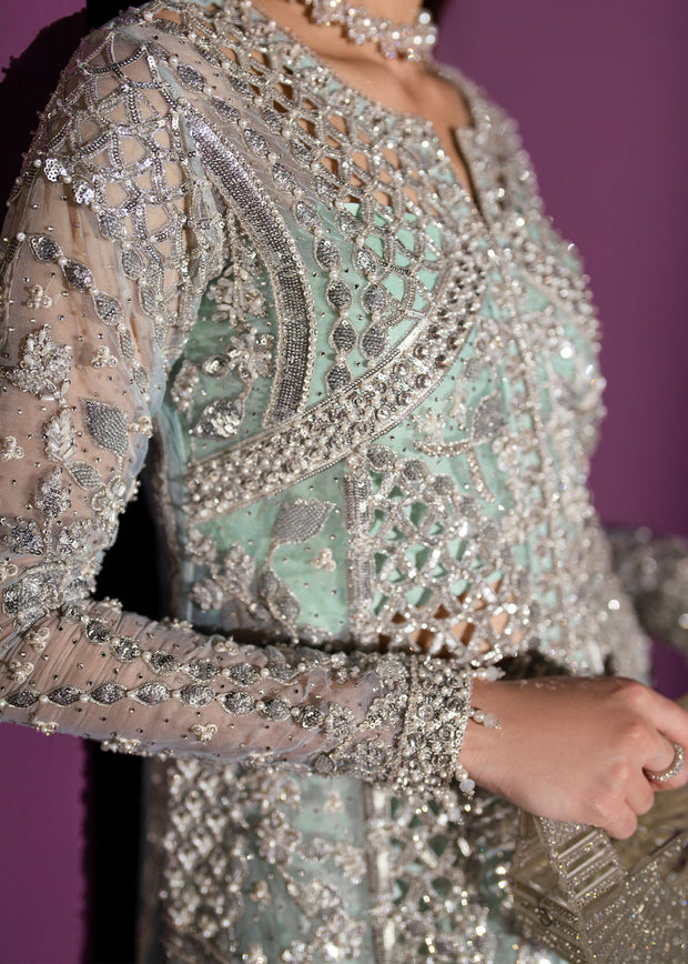 Elegant Turquoise Pakistani Wedding Dress with Embroidery