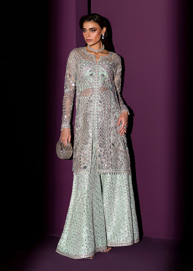 Elegant Turquoise Pakistani Wedding Dress with Embroidery