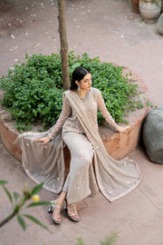 Elegant Hand Embellished Chiffon Dress Set in Rich Color