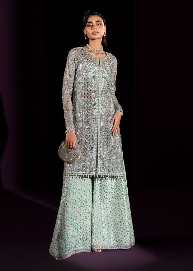 Elegant Turquoise Pakistani Wedding Dress with Embroidery