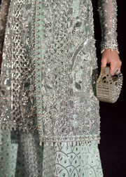 Elegant Turquoise Pakistani Wedding Dress with Embroidery