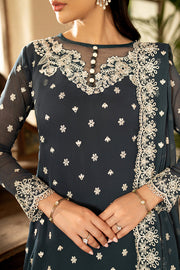 Elegant Embroidered Chiffon Frock with Raw Silk Trouser