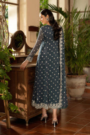 Elegant Embroidered Chiffon Frock with Raw Silk Trouser