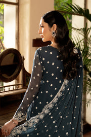 Elegant Embroidered Chiffon Frock with Raw Silk Trouser