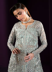 Elegant Turquoise Pakistani Wedding Dress with Embroidery