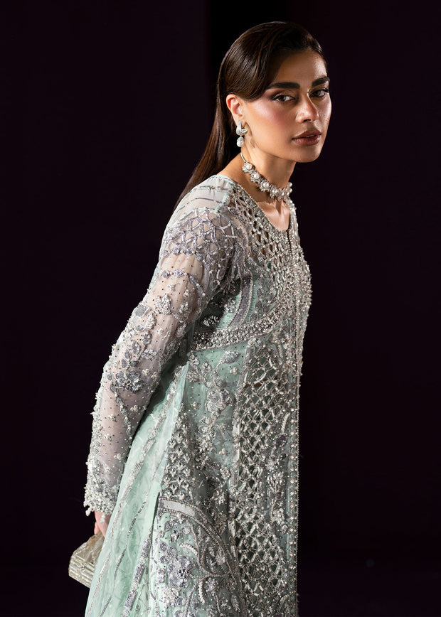 Elegant Turquoise Pakistani Wedding Dress with Embroidery