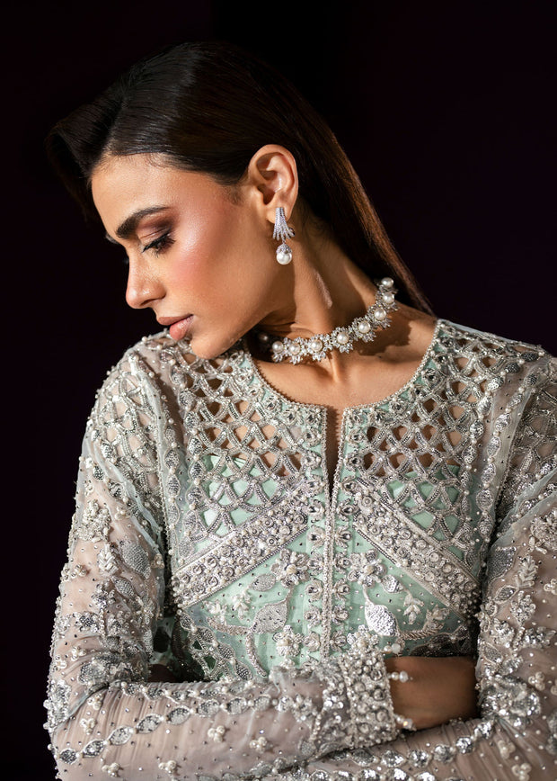 Elegant Turquoise Pakistani Wedding Dress with Embroidery