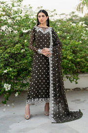 Elegant Black Embroidered Chiffon Frock with Dupatta